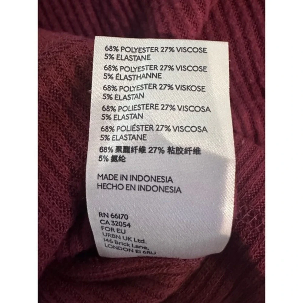 Free People Burgundy Red Waffle Knit Cowl Neck Oversized Tunic Size‎ XS